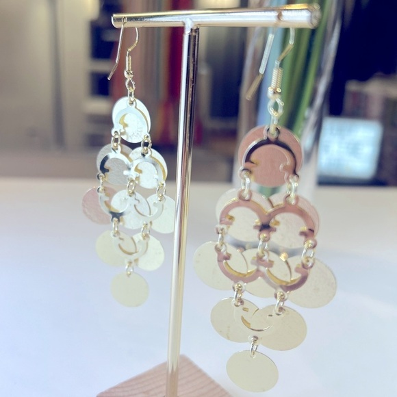 Gold Circles Dangle Earrings - Picture 5 of 5